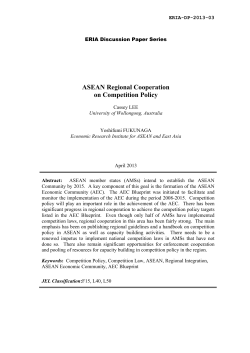 ASEAN Regional Cooperation on Competition Policy