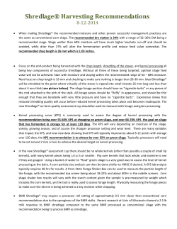 Shredlage&reg; Harvesting Recommendations