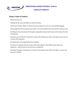 Codes of Conduct for - Abbotsford Juniors FC