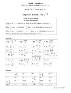 Limits Worksheet #2