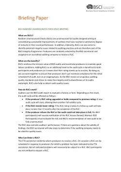 BSCI Random Unannounced Check (RUC) Briefing Paper