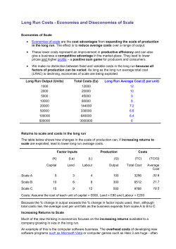 Long Run Costs - Economies and Diseconomies of Scale