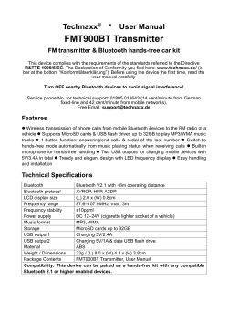 Technaxx® * User Manual FMT900BT Transmitter FM transmitter
