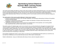 Summer Math Learning Packet