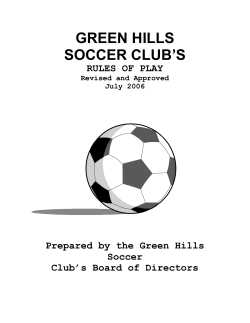 Rules of Play - GREEN HILLS SOCCER CLUB