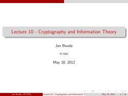 Lecture 10 - Cryptography and Information Theory