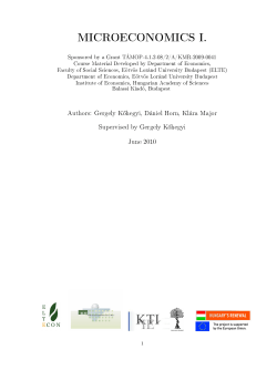 MICROECONOMICS I.