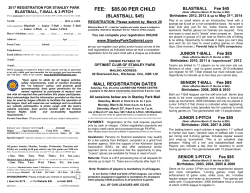 FEE: $60 - Stanley Park Baseball