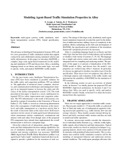 Modeling agent-based traffic simulation properties in Alloy