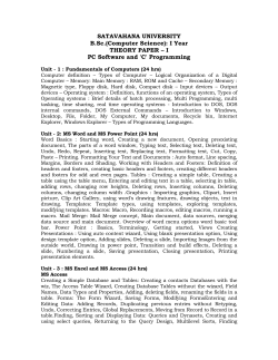 Unit - 1 : Fundamentals of Computers (24 hrs)