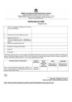POSTAL BALLOT FORM Sequence No.