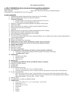 BC Calculus Exam Review I. &ldquo;BIG 7&rdquo; THEOREMS (be able to state