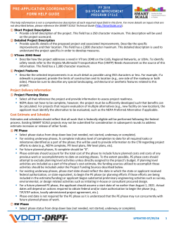 2016 SMART SCALE Pre-Application Coordination Form Help Guide
