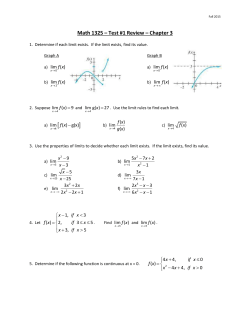 Math 1325 &ndash; Test #1 Review &ndash; Chapter 3