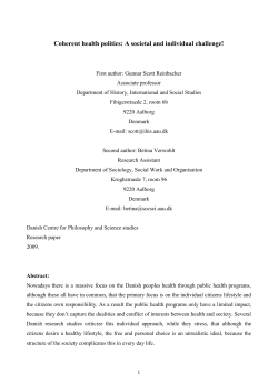 Coherent health politics: A societal and individual - VBN