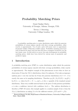 Probability Matching Priors