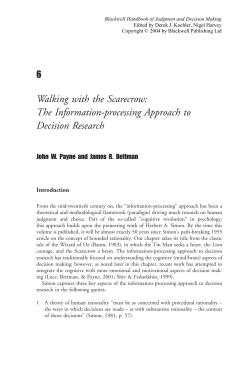 The Information-processing Approach to Decision Research