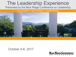 2017 Powerpoint - Blue Ridge Conference on Leadership