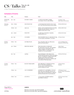 Schedule of Events Nov. 9 &ndash; 18 2016