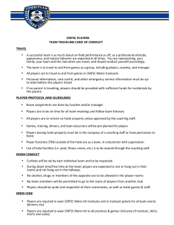 CMFSC PLAYERS TEAM TRAVELING CODE OF CONDUCT