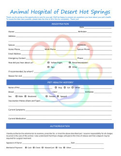 New Client Form - Animal Hospital of Desert Hot Springs