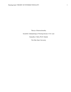 Theory of Intersectionality Scientific Underpinnings of Nursing