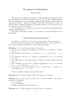 Nil, nilpotent and PI-algebras - Institute of Mathematics of the