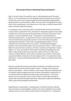 The Concept of Place in Marketing Theory and Research