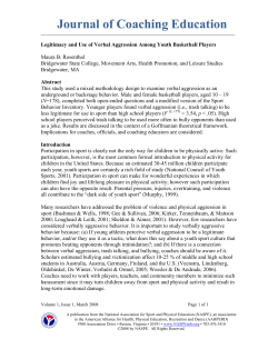 Legitimacy and use of verbal aggression among youth basketball