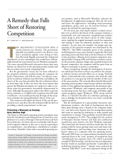 A Remedy that Falls Short of Restoring Competition