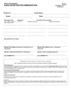 DARS EXCEPTION RECOMMENDATION