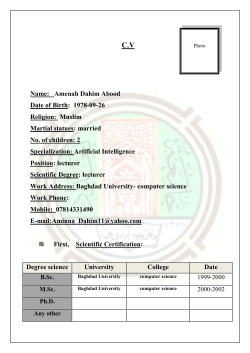 C.V Name: Amenah Dahim Abood Date of Birth: 1978-09