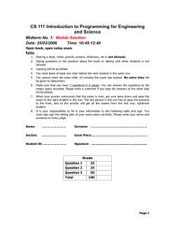 CS 111 Introduction to Programming for Engineering and Science