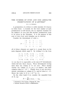 THE NUMBER OF EVEN AND ODD ABSOLUTE PERMUTATIONS