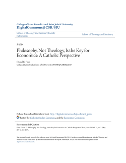 Philosophy, Not Theology, Is the Key for Economics: A Catholic