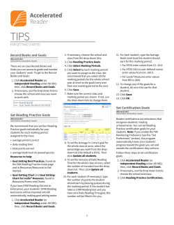 FOR GETTING STARTED Record Books and Goals Set Reading