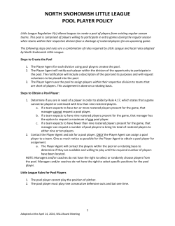 2016 NSLL Pool Players Policy - North Snohomish Little League