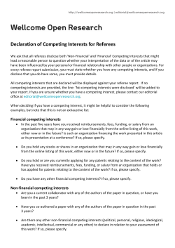 Declaration of Competing Interests for Referees