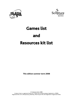 Games and Resources kit list