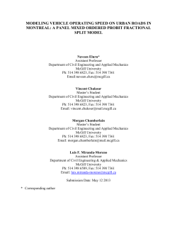 modeling vehicle operating speed on urban roads in montreal