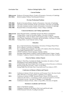 Curriculum Vitae Professor Sheilagh Ogilvie, FBA September 2016