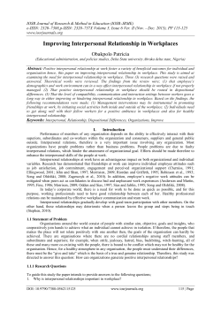 Improving Interpersonal Relationship in Workplaces