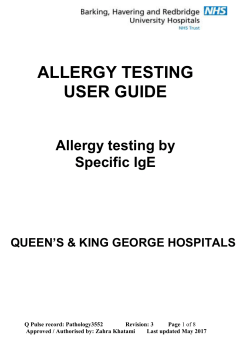 Biochemistry / Immunology allergy testing user guide