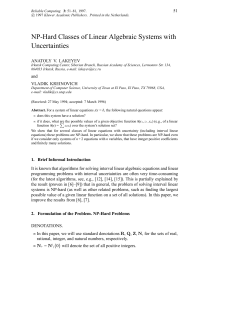 NP-Hard Classes of Linear Algebraic Systems with Uncertainties