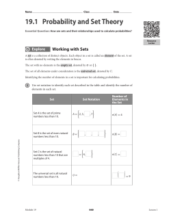 19.1 Probability and Set Theory