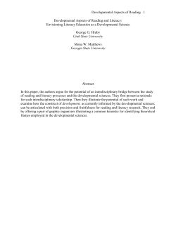 Developmental Aspects of Reading