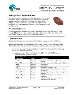 Exam #2 Review: Football Statistics Problem - WVU CS101