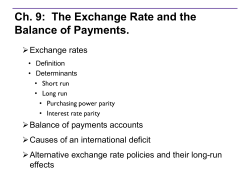 The Exchange Rate and Balance of Payments