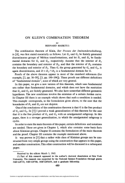 ON KLEIN`S COMBINATION THEOREM