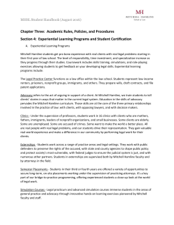 Experiential Learning Programs and Student Certification